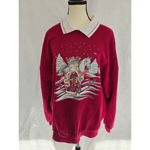 Morning Sun Vintage Santa Horse‎ Christmas Sweatshirt Women 2X Holiday Pullover